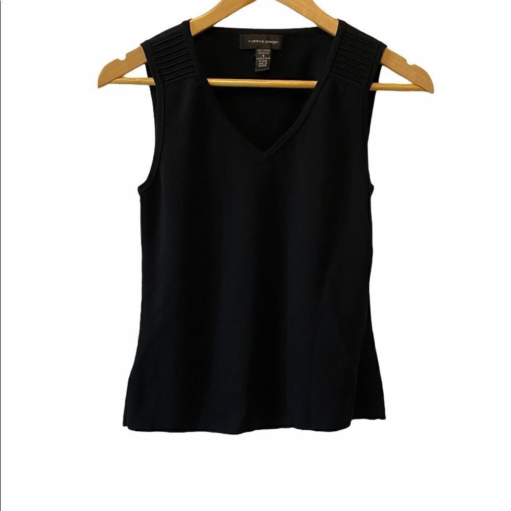 CABLE & GUAGE Black Knit Wide Strap Tank Top S